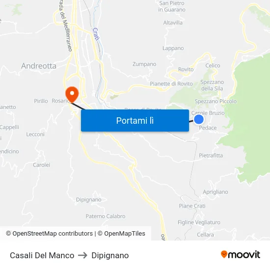 Casali Del Manco to Dipignano map