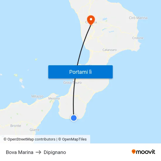 Bova Marina to Dipignano map