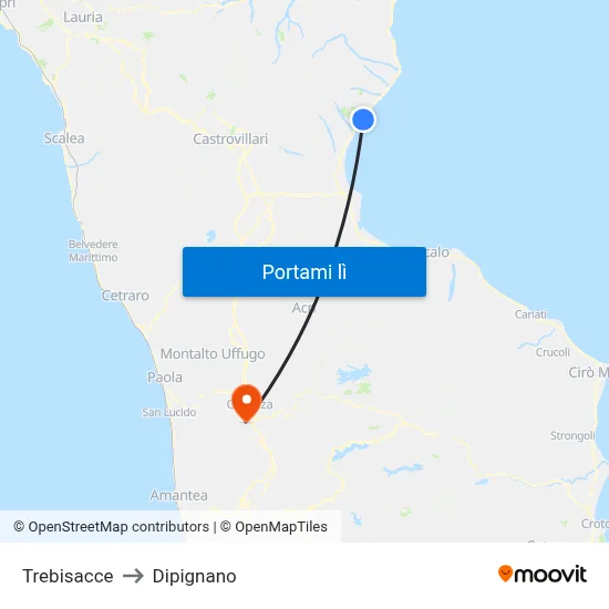 Trebisacce to Dipignano map