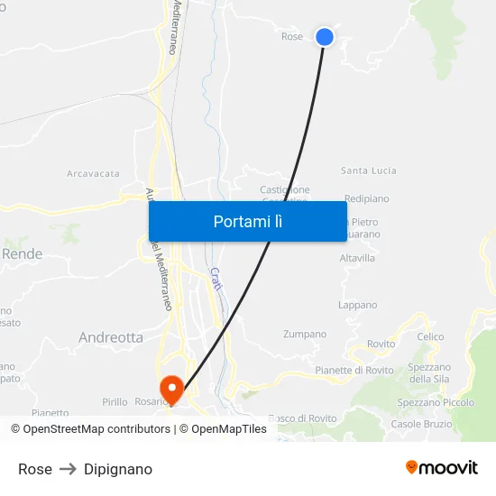 Rose to Dipignano map