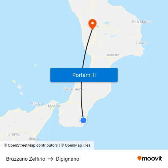 Bruzzano Zeffirio to Dipignano map