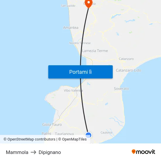Mammola to Dipignano map