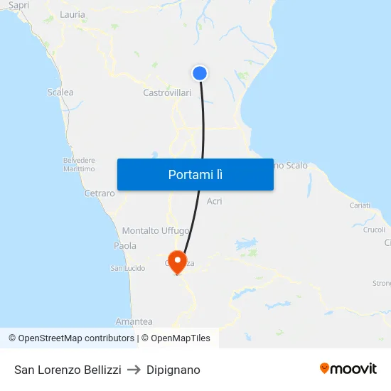 San Lorenzo Bellizzi to Dipignano map