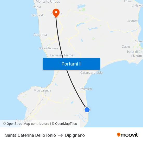 Santa Caterina Dello Ionio to Dipignano map