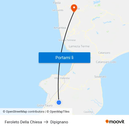 Feroleto Della Chiesa to Dipignano map