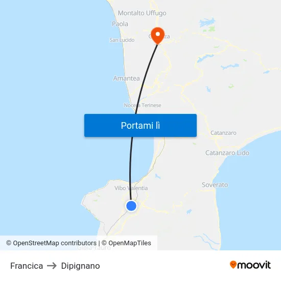 Francica to Dipignano map
