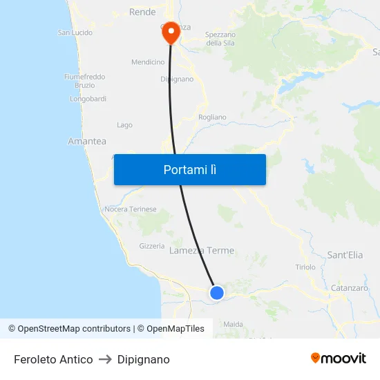Feroleto Antico to Dipignano map