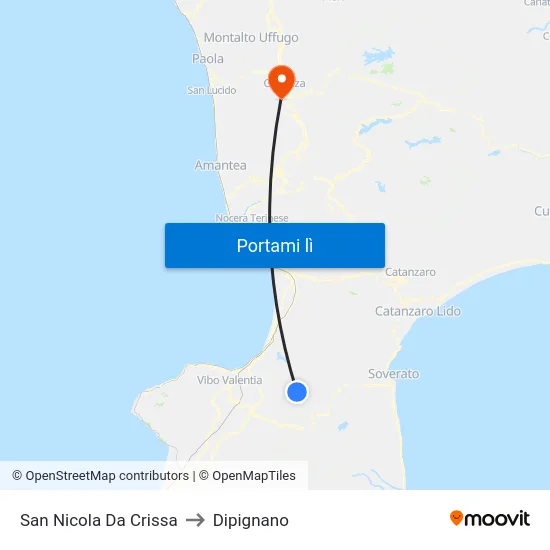 San Nicola Da Crissa to Dipignano map