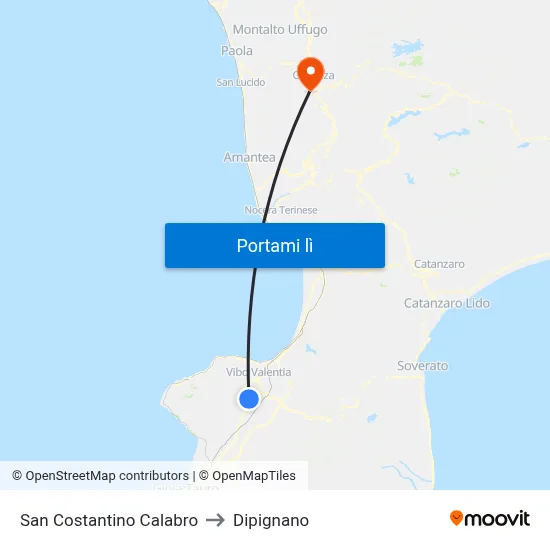 San Costantino Calabro to Dipignano map