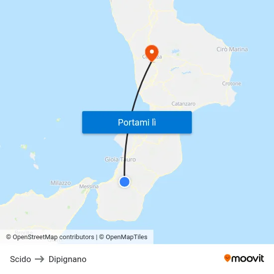 Scido to Dipignano map