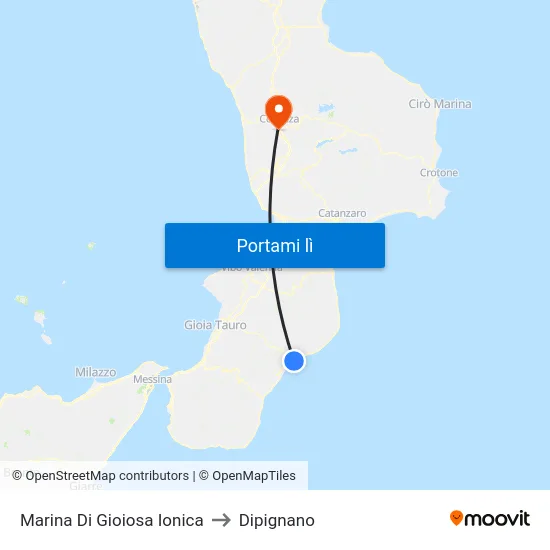 Marina Di Gioiosa Ionica to Dipignano map