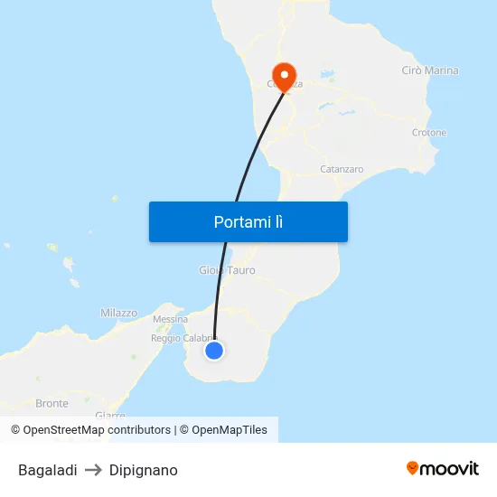 Bagaladi to Dipignano map