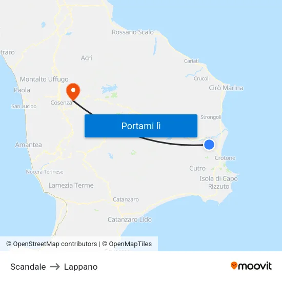 Scandale to Lappano map