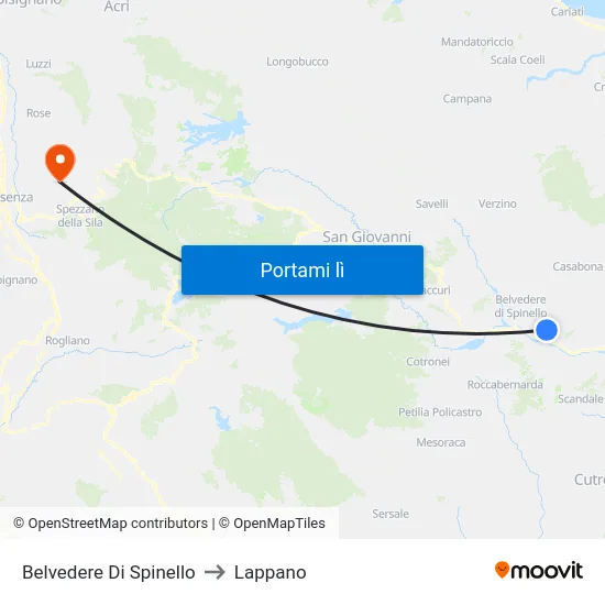 Belvedere Di Spinello to Lappano map