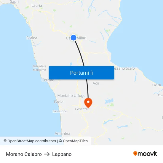 Morano Calabro to Lappano map