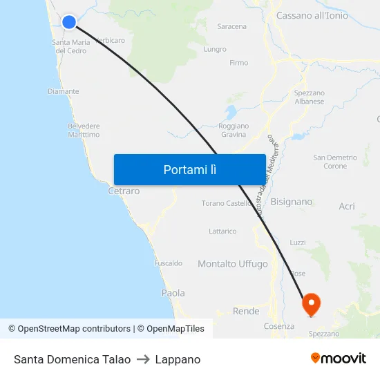 Santa Domenica Talao to Lappano map