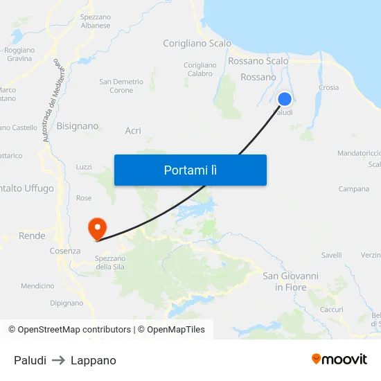 Paludi to Lappano map