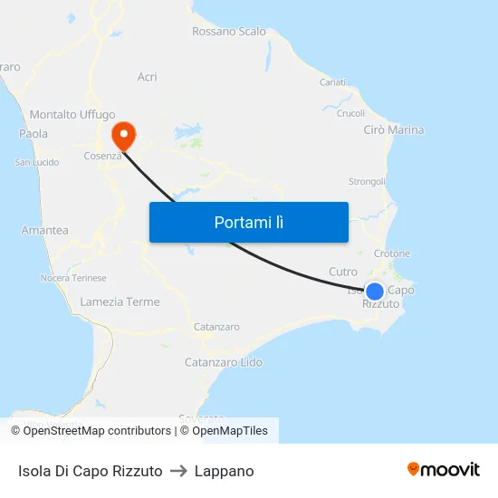 Isola Di Capo Rizzuto to Lappano map