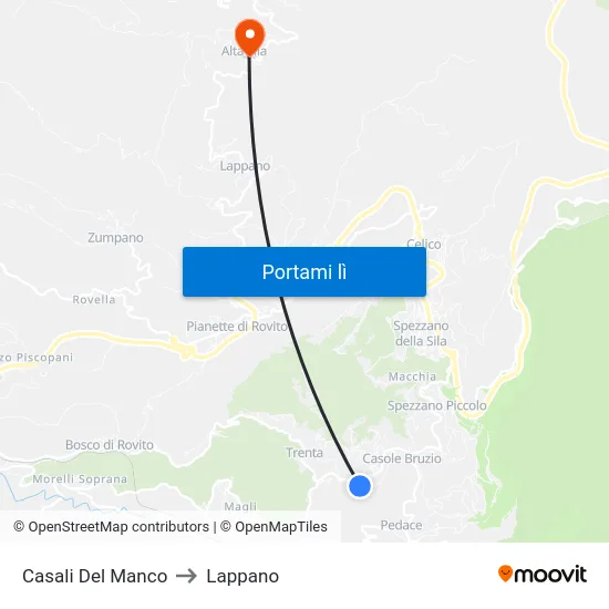 Casali Del Manco to Lappano map