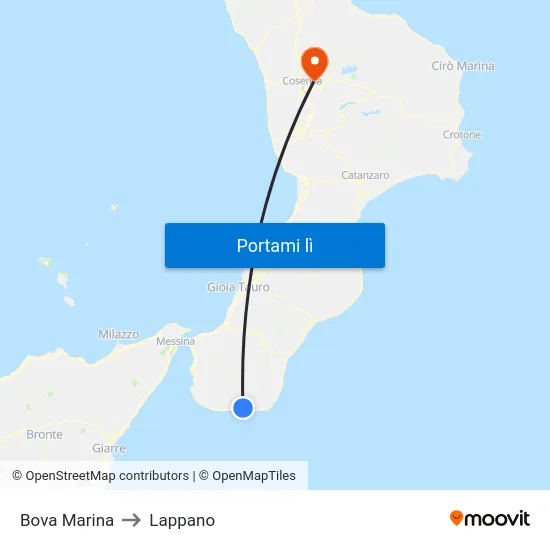Bova Marina to Lappano map
