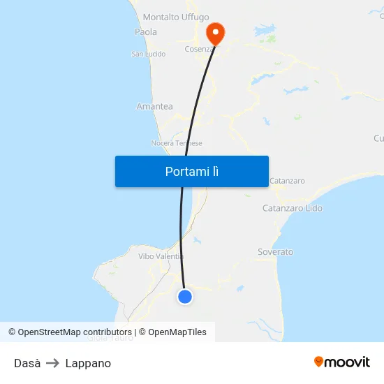 Dasà to Lappano map