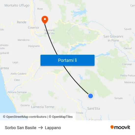 Sorbo San Basile to Lappano map