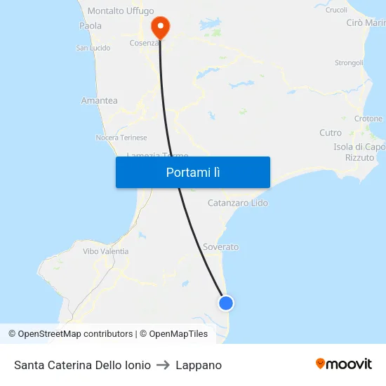 Santa Caterina Dello Ionio to Lappano map