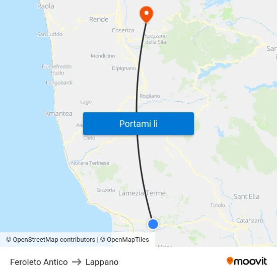 Feroleto Antico to Lappano map