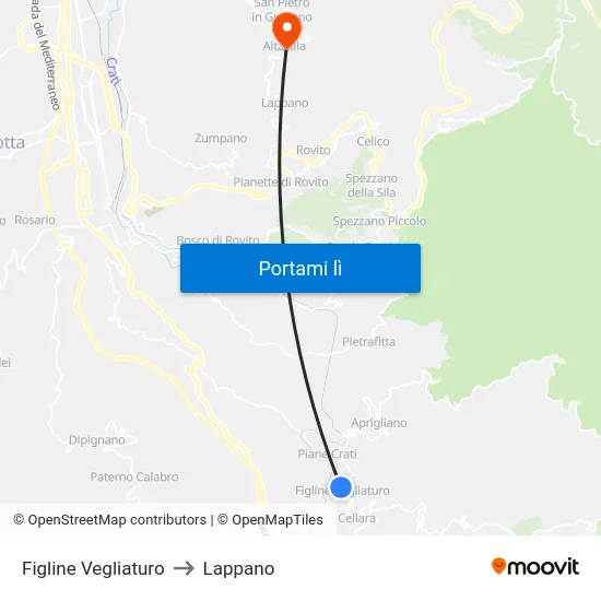 Figline Vegliaturo to Lappano map