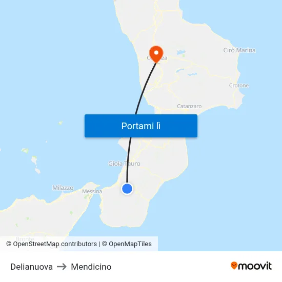 Delianuova to Mendicino map