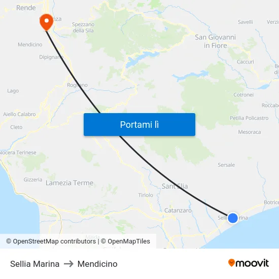 Sellia Marina to Mendicino map