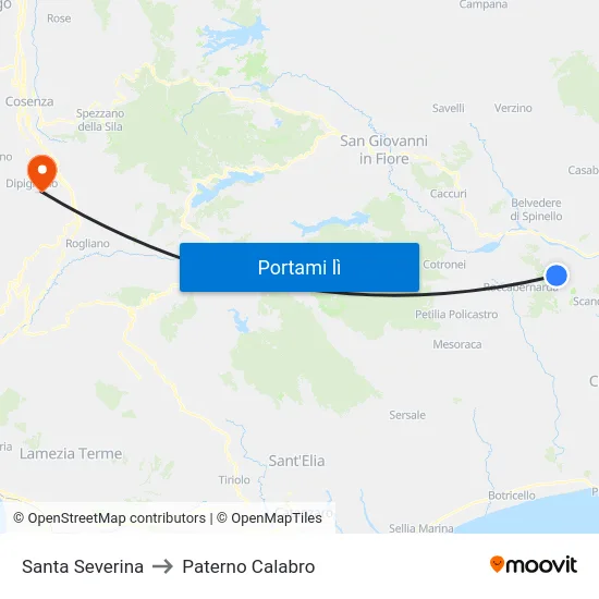 Santa Severina to Paterno Calabro map