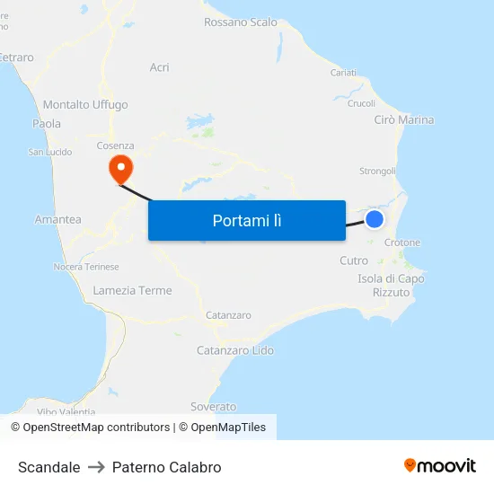 Scandale to Paterno Calabro map