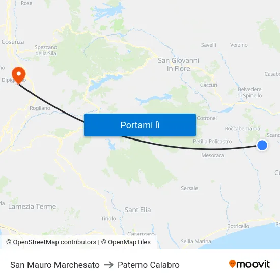 San Mauro Marchesato to Paterno Calabro map