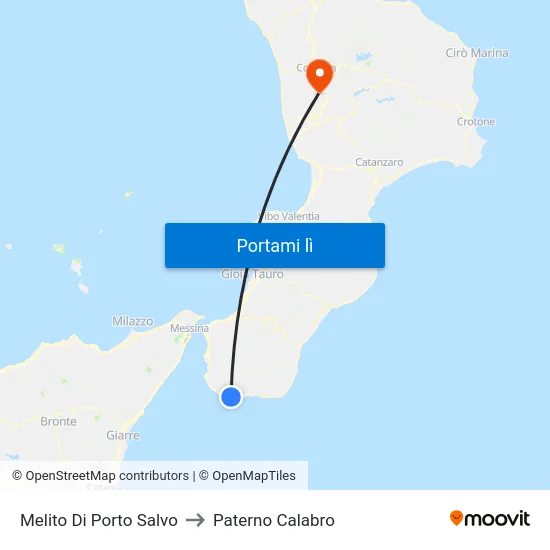 Melito Di Porto Salvo to Paterno Calabro map