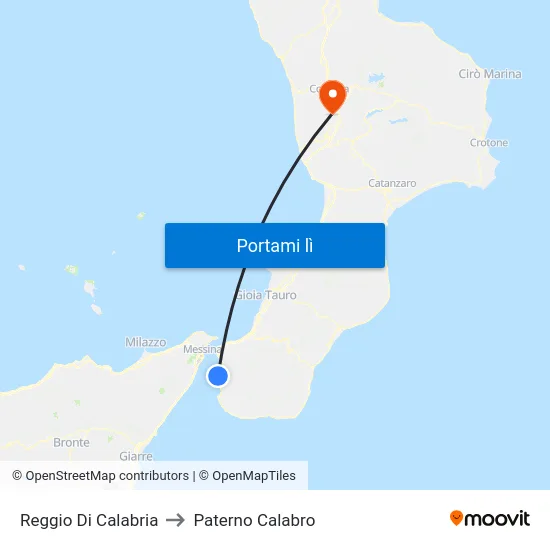 Reggio Di Calabria to Paterno Calabro map