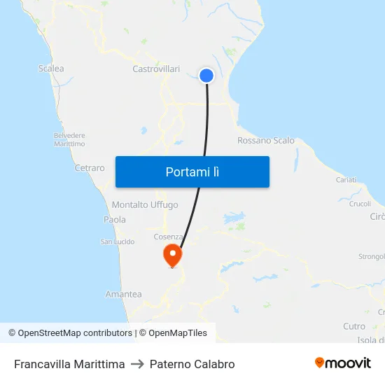 Francavilla Marittima to Paterno Calabro map