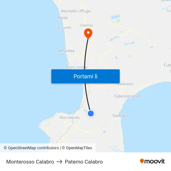 Monterosso Calabro to Paterno Calabro map