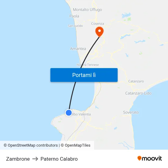 Zambrone to Paterno Calabro map