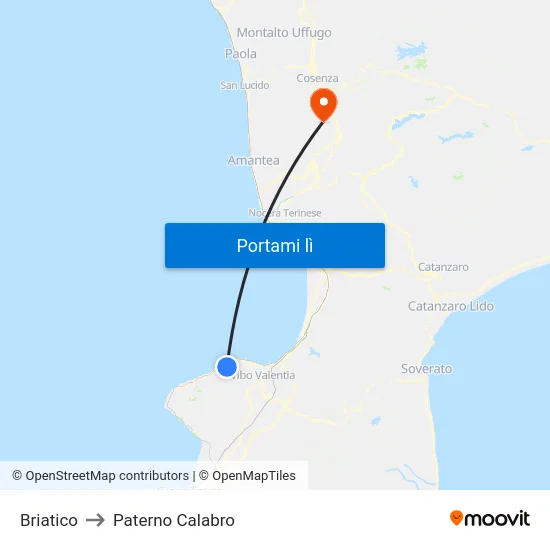 Briatico to Paterno Calabro map