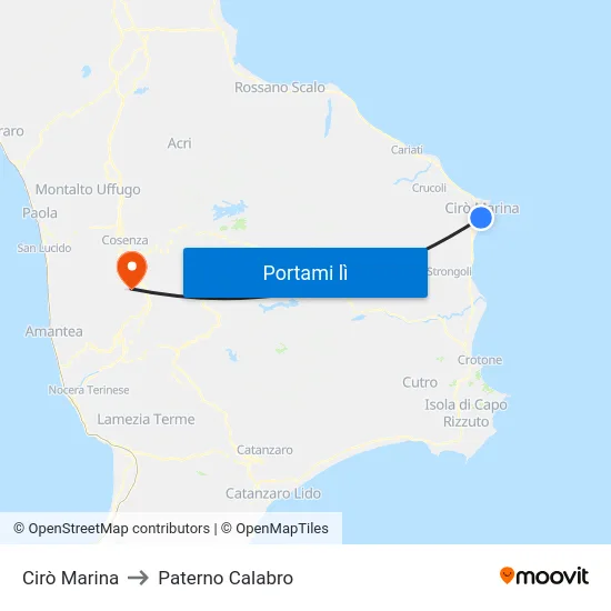 Cirò Marina to Paterno Calabro map