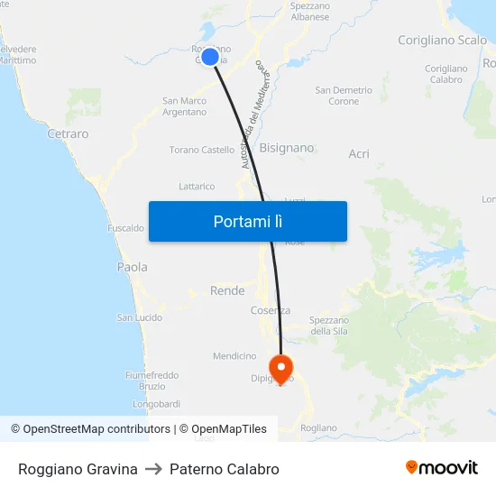 Roggiano Gravina to Paterno Calabro map