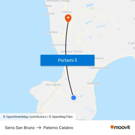 Serra San Bruno to Paterno Calabro map
