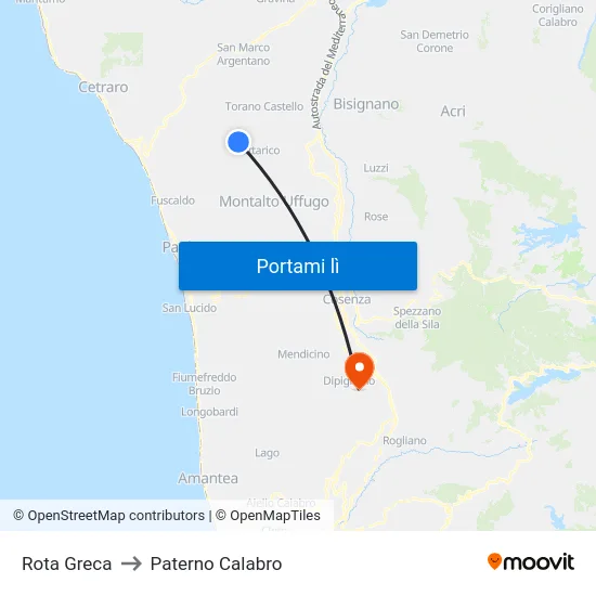 Rota Greca to Paterno Calabro map