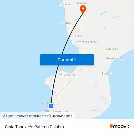 Gioia Tauro to Paterno Calabro map