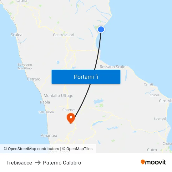 Trebisacce to Paterno Calabro map