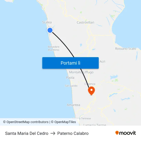 Santa Maria Del Cedro to Paterno Calabro map