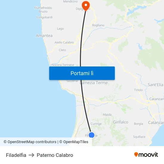 Filadelfia to Paterno Calabro map