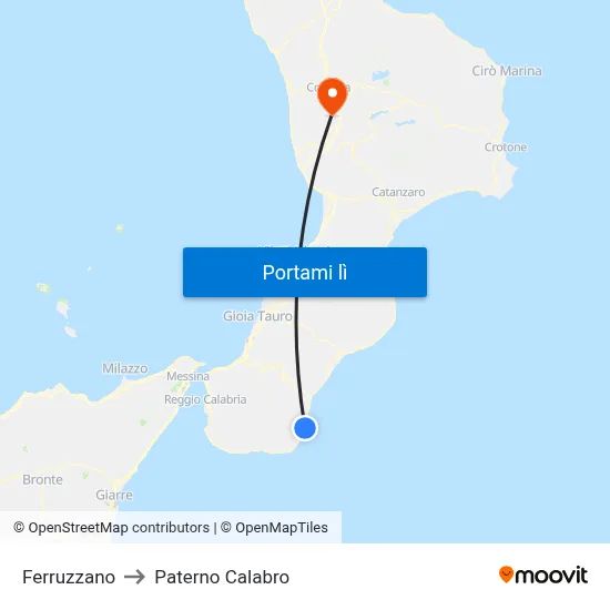 Ferruzzano to Paterno Calabro map