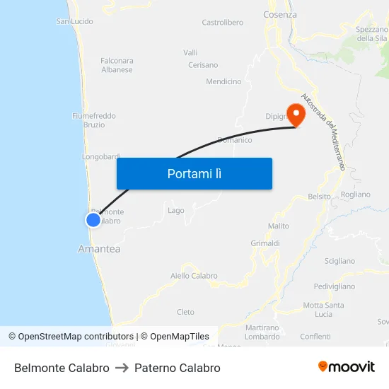 Belmonte Calabro to Paterno Calabro map